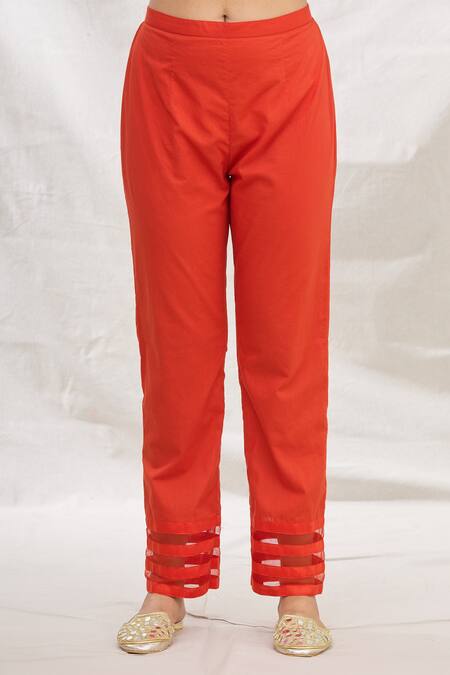 Rajat & Shraddha_Red Kurta And Dupatta Silk Chanderi Pant Cotton Sinhparni Embroidered Set _at_Aza_Fashions