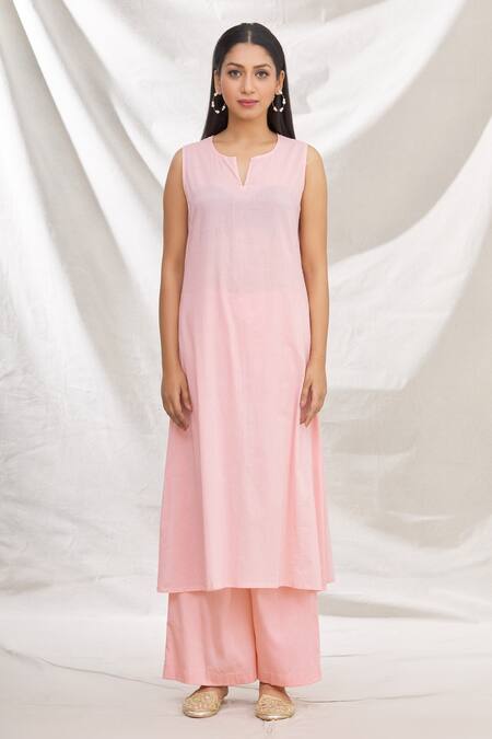 Rajat & Shraddha_Pink Kurta And Dupatta Silk Chanderi Pant Summer Garden Anarkali Set  _Online_at_Aza_Fashions