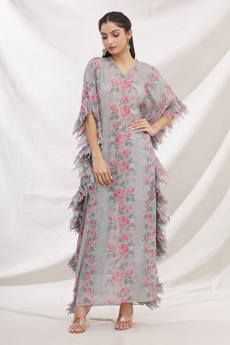 Bhairavi Jaikishan Frill Printed Kaftan 