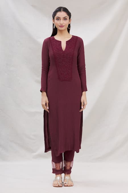 Buy Neha Khullar Brown Chanderi Silk, Organza Embroidery, Thread And Bandhani Print Kurta Set For Kids Online at Aza Fashions Buy_Neha Khullar_Brown Chanderi Silk, Organza Embroidery, Thread And Bandhani Print Kurta Set For Kids_Online_at_Aza_Fashions