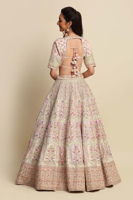 Priyanka Jain Raw Silk Applique Bridal Lehenga Set 