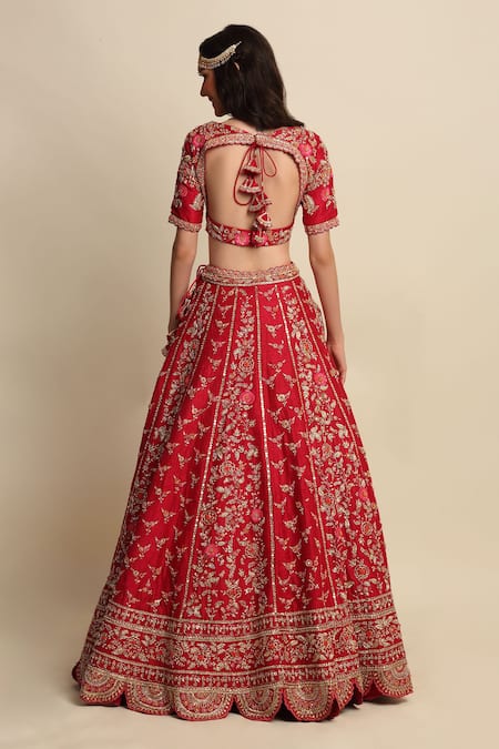 Priyanka Jain Raw Silk Hand Embroidered Bridal Lehenga Set 