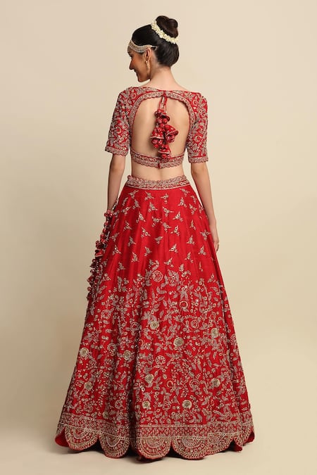 Priyanka Jain Raw Silk Embroidered Bridal Lehenga Set 