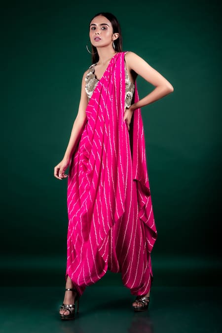 Nupur Kanoi Pre-Draped Cowl Saree With Blouse 