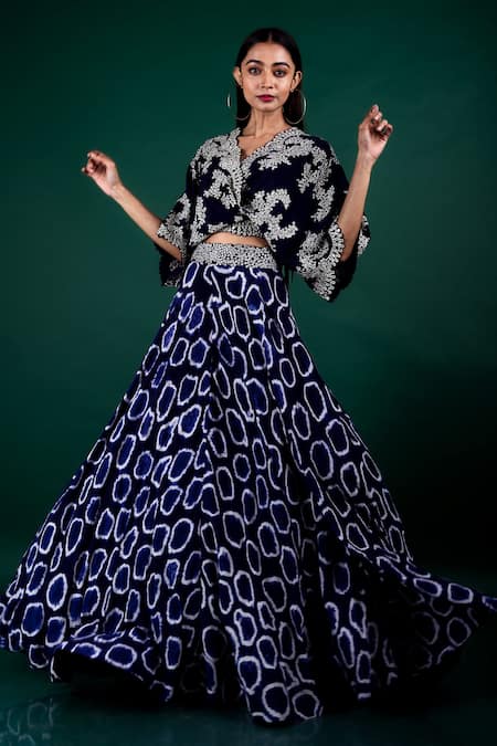 Nupur Kanoi Embroidered Top & Woven Lehenga Set 