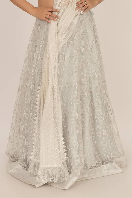 Rina Dhaka Silver Net Thread And Sequin Round Embroidered Lehenga Set Online at Aza Fashions Rina Dhaka_Silver Net Thread And Sequin Round Embroidered Lehenga Set_Online_at_Aza_Fashions