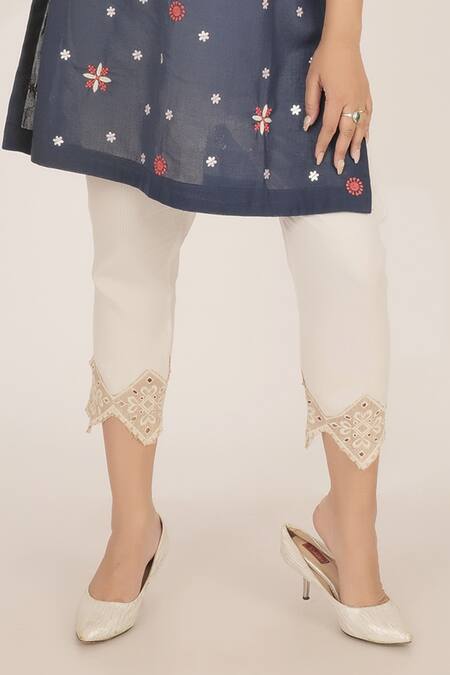 Rina Dhaka_White Cotton Salwar_Online_at_Aza_Fashions