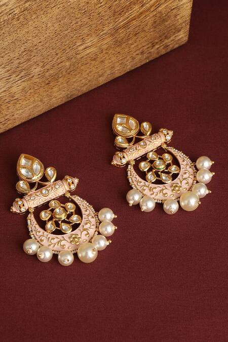 Tizora Gold Plated Diamonds Meenakari Rajwadi Chandbalis Online at Aza Fashions Tizora_Gold Plated Diamonds Meenakari Rajwadi Chandbalis _Online_at_Aza_Fashions