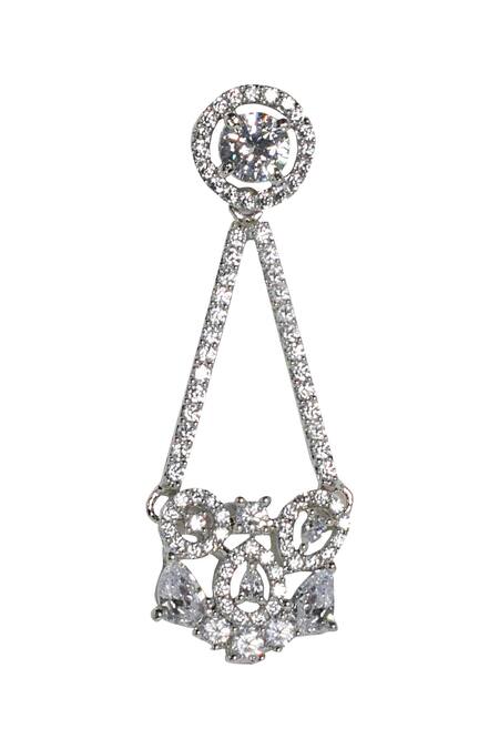 Buy Tizora White Fabric Flowers Studded Drop Earrings Online at Aza Fashions Buy_Tizora_White Fabric Flowers Studded Drop Earrings _Online_at_Aza_Fashions