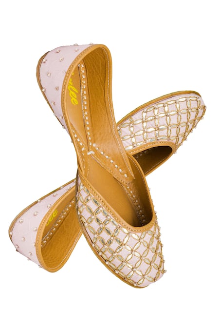 Imlee Jaipur Baby Pink Gota Patti Embroidered Juttis 