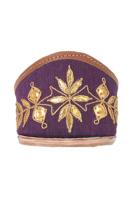Imlee Jaipur_Purple Embroidered Gota Juttis _at_Aza_Fashions