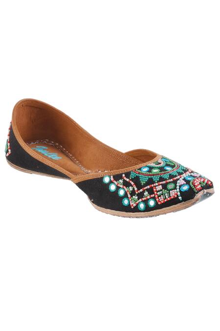 Imlee Jaipur_Black Embroidered Mandala Juttis _Online_at_Aza_Fashions