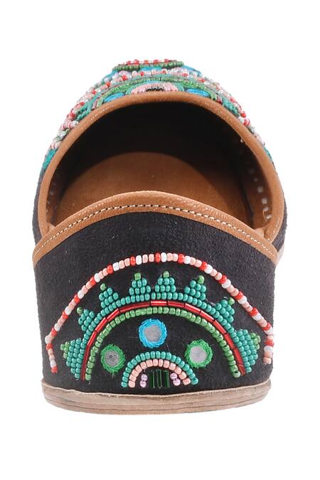 Imlee Jaipur_Black Embroidered Mandala Juttis _at_Aza_Fashions