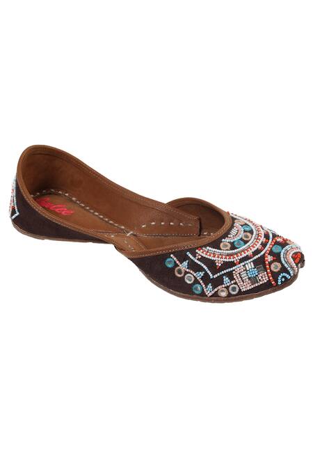 Imlee Jaipur Brown Embroidered Mandala Juttis Online at Aza Fashions Imlee Jaipur_Brown Embroidered Mandala Juttis _Online_at_Aza_Fashions