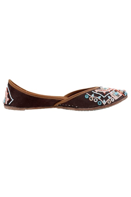 Buy Imlee Jaipur Brown Embroidered Mandala Juttis Online at Aza Fashions Buy_Imlee Jaipur_Brown Embroidered Mandala Juttis _Online_at_Aza_Fashions