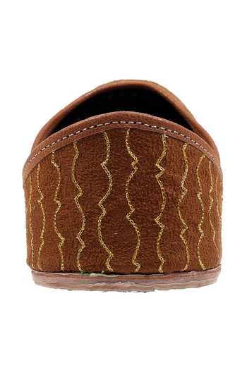 Imlee Jaipur Brown Embroidered Zari Juttis at Aza Fashions Imlee Jaipur_Brown Embroidered Zari Juttis _at_Aza_Fashions