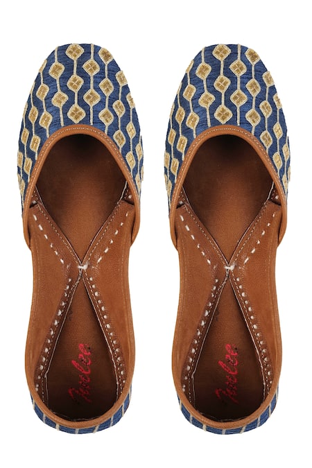 Imlee Jaipur Blue Gota Patti Embroidered Juttis 