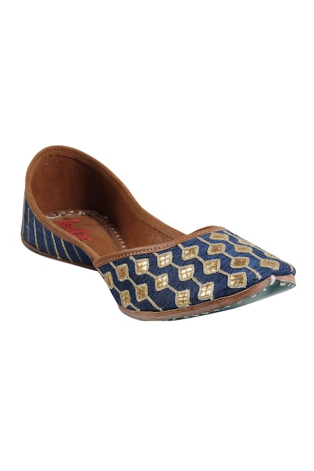 Buy Imlee Jaipur Blue Gota Patti Embroidered Juttis Online at Aza Fashions Buy_Imlee Jaipur_Blue Gota Patti Embroidered Juttis _Online_at_Aza_Fashions