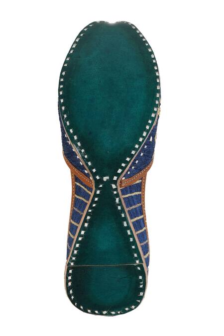 Shop Imlee Jaipur Blue Gota Patti Embroidered Juttis Online at Aza Fashions Shop_Imlee Jaipur_Blue Gota Patti Embroidered Juttis _Online_at_Aza_Fashions