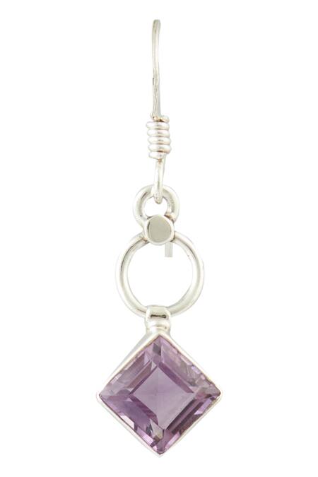 Shop_Samyukta Singhania_Silver Plated Amethyst Stone Danglers_Online_at_Aza_Fashions