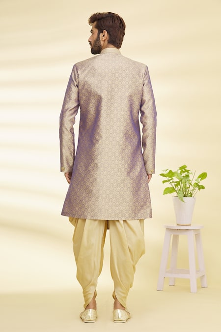 Shop Arihant Rai Sinha Purple Silk, Brocade, Cotton Embroidery Floral Woven Sherwani Set at Aza Fashions Shop_Arihant Rai Sinha_Purple Silk, Brocade, Cotton Embroidery Floral Woven Sherwani Set_at_Aza_Fashions