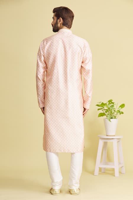 Shop Arihant Rai Sinha Pink Silk Embroidery Floral Print Kurta Set at Aza Fashions Shop_Arihant Rai Sinha_Pink Silk Embroidery Floral Print Kurta Set _at_Aza_Fashions
