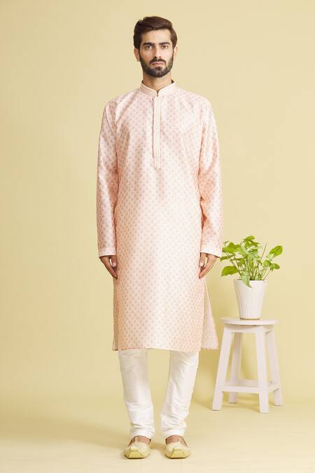 Buy Arihant Rai Sinha Pink Silk Embroidery Floral Print Kurta Set Online at Aza Fashions Buy_Arihant Rai Sinha_Pink Silk Embroidery Floral Print Kurta Set _Online_at_Aza_Fashions