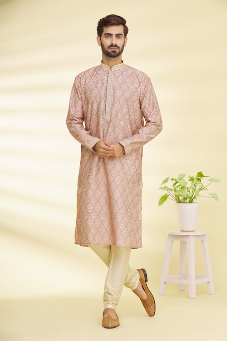 Arihant Rai Sinha Geometric Motif Print Straight Kurta 