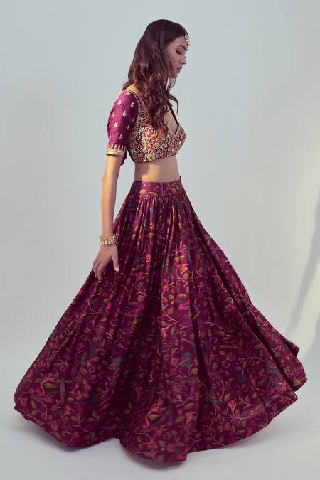 Shop Drishti & Zahabia Purple Dupion Silk And Net Dori & Sequin Work Sweetheart Embroidered Lehenga Set at Aza Fashions Shop_Drishti & Zahabia_Purple Dupion Silk And Net Dori & Sequin Work Sweetheart Embroidered Lehenga Set_at_Aza_Fashions