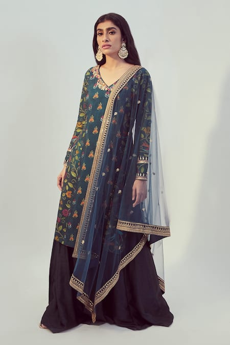 Drishti & Zahabia Floral Print Kurta Palazzo Set 