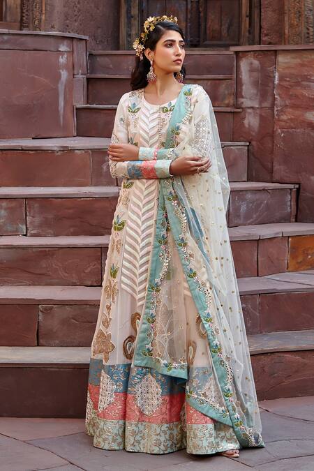 Shweta Aggarwal Pink Georgette, Net And Banarsi Brocade Zardozi Embroidered Anarkali With Dupatta Online at Aza Fashions Shweta Aggarwal_Pink Georgette, Net And Banarsi Brocade Zardozi Embroidered Anarkali With Dupatta _Online_at_Aza_Fashions