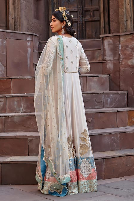 Shop Shweta Aggarwal Pink Georgette, Net And Banarsi Brocade Zardozi Embroidered Anarkali With Dupatta at Aza Fashions Shop_Shweta Aggarwal_Pink Georgette, Net And Banarsi Brocade Zardozi Embroidered Anarkali With Dupatta _at_Aza_Fashions