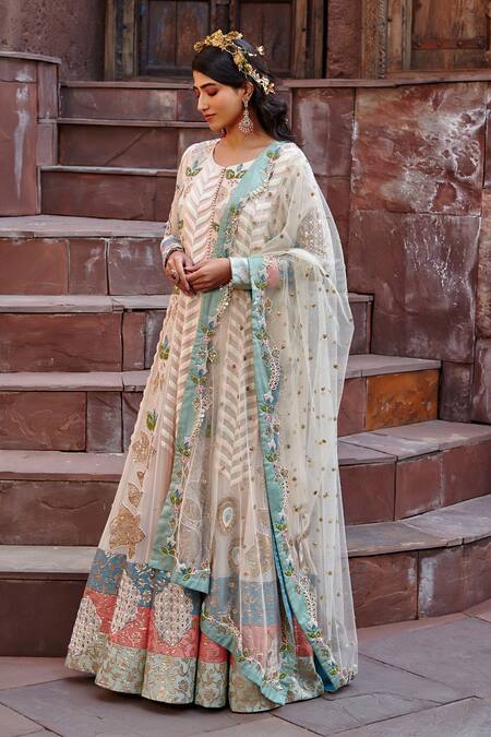 Buy Shweta Aggarwal Pink Georgette, Net And Banarsi Brocade Zardozi Embroidered Anarkali With Dupatta Online at Aza Fashions Buy_Shweta Aggarwal_Pink Georgette, Net And Banarsi Brocade Zardozi Embroidered Anarkali With Dupatta _Online_at_Aza_Fashions