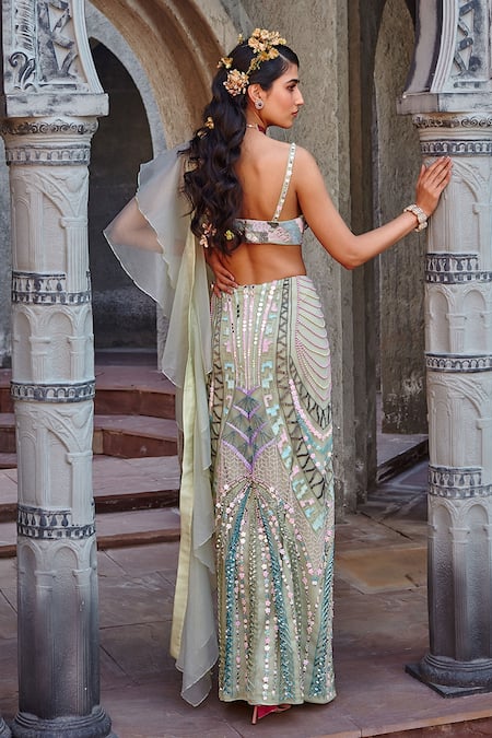 Shweta Aggarwal Embroidered Pre-Draped Saree With Blouse 