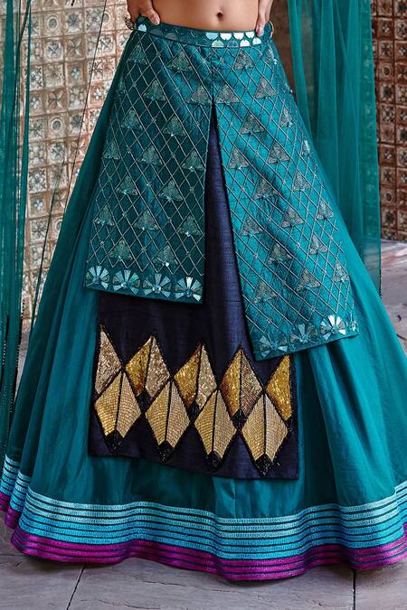 Shweta Aggarwal Green Organza And Pure Raw Silk Cutdana, Bead & Sequin Embroidered Lehenga Set at Aza Fashions Shweta Aggarwal_Green Organza And Pure Raw Silk Cutdana, Bead & Sequin Embroidered Lehenga Set _at_Aza_Fashions