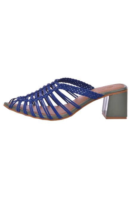 Buy_Sole House_Blue Woven Mule Heels_Online_at_Aza_Fashions