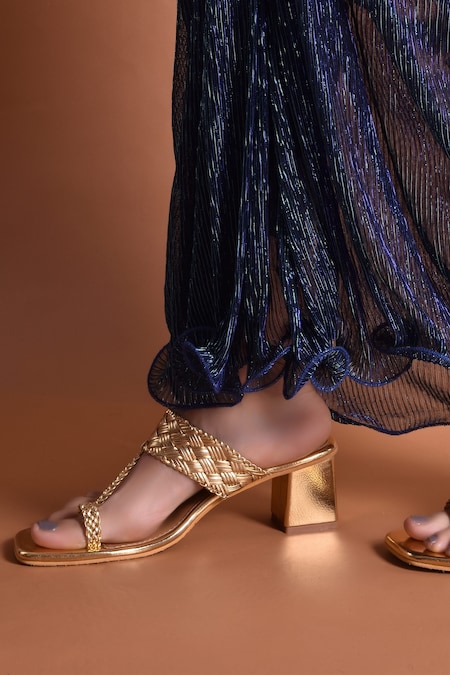 Sole House Gold Woven Kolhapuri Heels