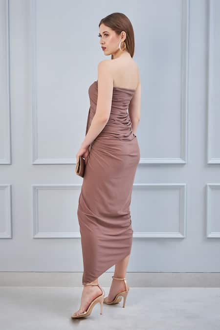 NA-KA Strapless Draped Dress 