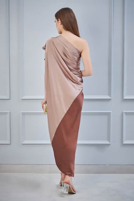 NA-KA Satin One Shoulder Gown 