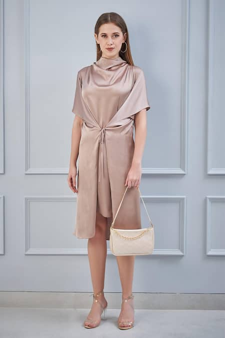 NA-KA Satin Draped Dress 