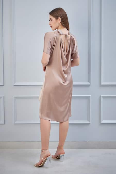 NA-KA Satin Draped Dress 