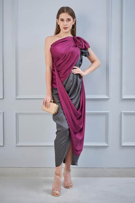 NA-KA Satin One Shoulder Gown 