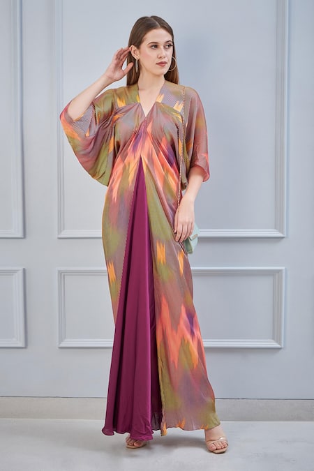 NA-KA Satin Printed Gown 