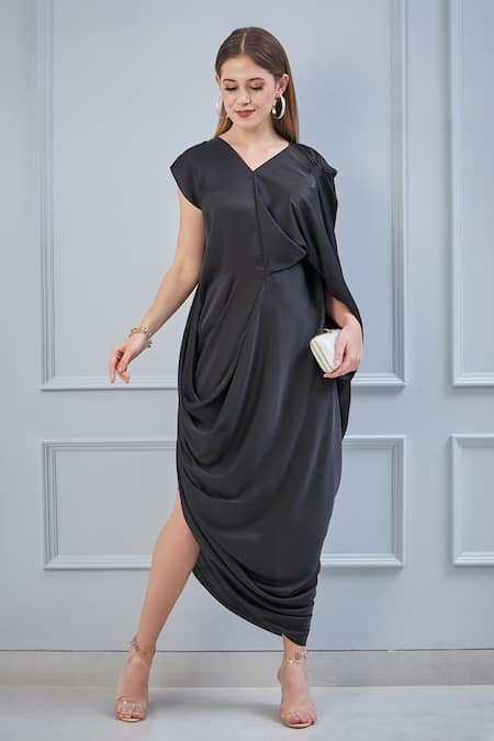 NA-KA Satin Draped Dress 