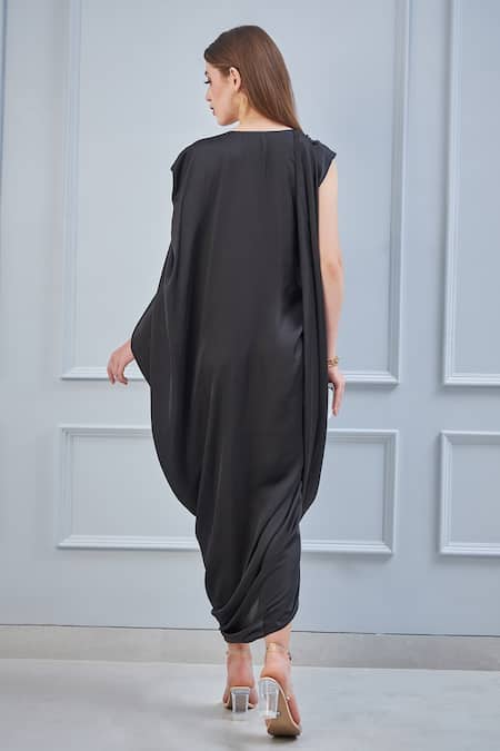 NA-KA Satin Draped Dress 