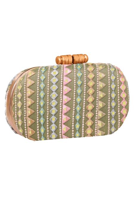 Fuchsia by aashaka mehta_Multi Color Embroidery Aztec Sling Bag _Online_at_Aza_Fashions