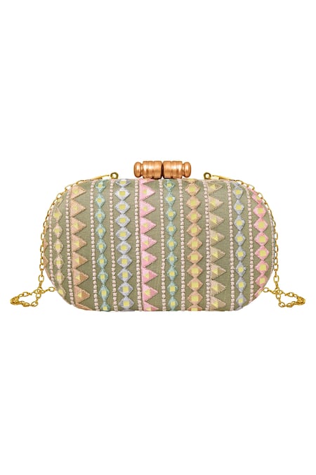Buy_Fuchsia by aashaka mehta_Multi Color Embroidery Aztec Sling Bag _Online_at_Aza_Fashions