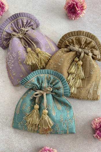 AMYRA_Gold Embroidery Potli Bag _Online_at_Aza_Fashions