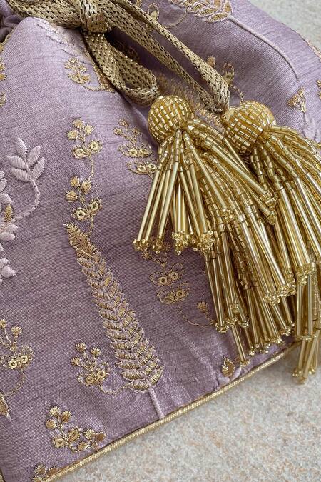 Shop Amyra Purple Embroidery, Sequins Potli Bag Online at Aza Fashions Shop_Amyra_Purple Embroidery, Sequins Potli Bag _Online_at_Aza_Fashions