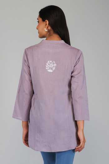 Sufia Purple Cotton Gabina Chikankari 